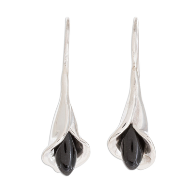 Jade drop earrings, 'Arum Lilies' - Jade Arum-Lily Flower Drop Earrings from Guatemala