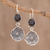 Jade dangle earrings, 'Guatemalan Flowers' - Floral Black Jade Dangle Earrings from Guatemala (image 2) thumbail