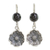 Jade dangle earrings, 'Guatemalan Flowers' - Floral Black Jade Dangle Earrings from Guatemala thumbail