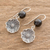 Jade dangle earrings, 'Guatemalan Flowers' - Floral Black Jade Dangle Earrings from Guatemala