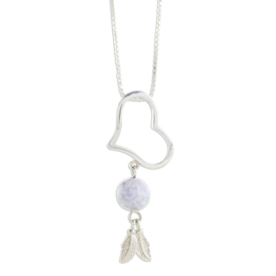 Jade pendant necklace, 'Lilac Love' - Lilac Jade Heart Pendant Necklace from Guatemala