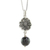 Jade pendant necklace, 'Guatemalan Flower' - Floral Black Jade Pendant Necklace from Guatemala thumbail