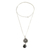 Jade pendant necklace, 'Guatemalan Flower' - Floral Black Jade Pendant Necklace from Guatemala (image 2b) thumbail