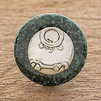 Jade cocktail ring, 'Destiny Nahual' - Nahual Jade Cocktail Ring from Guatemala