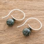 Jade half-hoop earrings, 'Mystic Jade' - Modern Jade Half-Hoop Earrings from Guatemala
