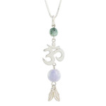 Jade pendant necklace, 'Mayan Om in Lilac' - Jade Om Pendant Necklace in Lilac from Guatemala