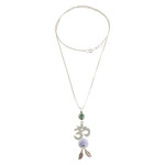 Jade pendant necklace, 'Mayan Om in Lilac' - Jade Om Pendant Necklace in Lilac from Guatemala