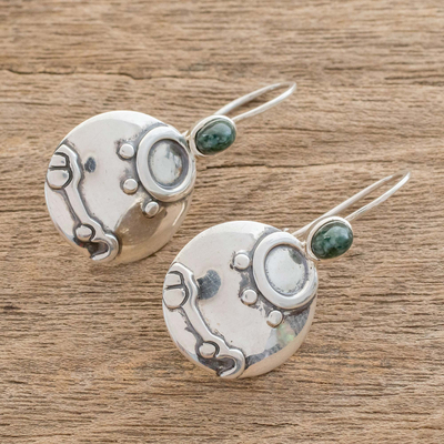 Jade drop earrings, 'Destiny Nahual' - Nahual Jade Drop Earrings from Guatemala