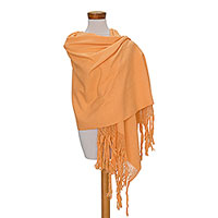 Cotton shawl, 'Tecpan Combination in Yellow' - Handwoven Cotton Shawl in Yellow from Guatemala