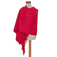 Cotton shawl, 'Tecpan Combination in Red' - Handwoven Cotton Shawl in Red from Guatemala