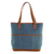 Leather accented cotton shoulder bag, 'Azure Bliss' - Leather Accented Cotton Shoulder Bag in Azure from Guatemala (image 2a) thumbail