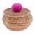 Pine needle basket, 'Natural Enchantment in Fuchsia' - Handmade Pine Needle Basket with a Fuchsia Cotton Pompom