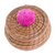 Pine needle basket, 'Natural Enchantment in Fuchsia' - Handmade Pine Needle Basket with a Fuchsia Cotton Pompom