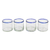 Recycled glass juice glasses, 'Ocean Rim' (set of 4) - Recycled Glass Juice Glasses with Blue Rims (Set of 4) (image 2b) thumbail