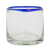 Recycled glass juice glasses, 'Ocean Rim' (set of 4) - Recycled Glass Juice Glasses with Blue Rims (Set of 4) (image 2c) thumbail