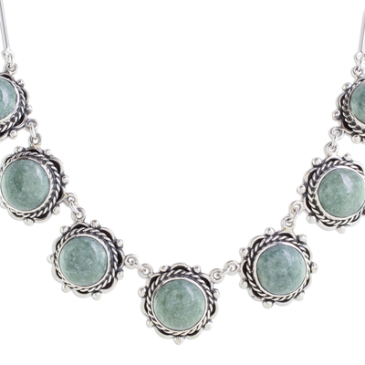 Jade link necklace, 'Sunrise in Antigua' - Round Jade Link Necklace from Guatemala
