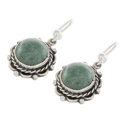 Jade dangle earrings, 'Sunrise in Antigua' - Round Jade Dangle Earrings from Guatemala
