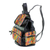 Leather and cotton backpack, 'Guatemalan Complexity' - Black Leather and Cotton Backpack from Guatemala (image 2b) thumbail