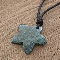 Jade pendant necklace, 'Natural Star in Green'