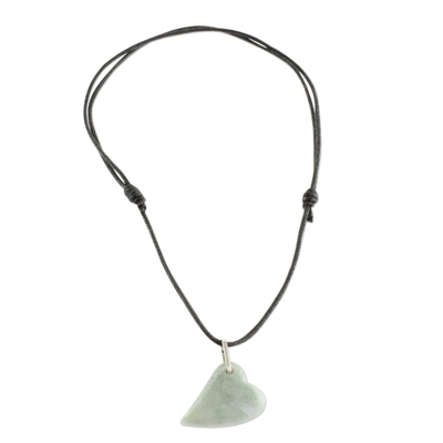 Jade Heart Pendant Necklace in Apple Green from Guatemala
