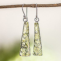 Recycled CD dangle earrings, 'Peaceful Life in Green' - Recycled CD Dangle Earrings in Green from Guatemala
