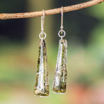 Recycled CD dangle earrings, 'Peaceful Life in Green' - Recycled CD Dangle Earrings in Green from Guatemala