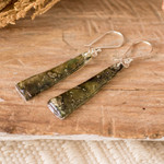 Recycled CD dangle earrings, 'Peaceful Life in Green' - Recycled CD Dangle Earrings in Green from Guatemala