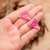 Recycled CD dangle earrings, 'Rosy Geometry' - Pink Triangular Recycled CD Dangle Earrings from Guatemal