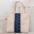Cotton tote, 'Zigzag Lake' - Handwoven Cotton Tote in Ivory from Guatemala thumbail