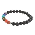Men's multi-gemstone beaded stretch bracelet, 'Bold Chakra' - Men's Multi-Gemstone Chakra Beaded Stretch Bracelet