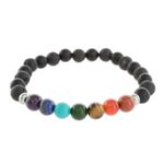 Men's multi-gemstone beaded stretch bracelet, 'Bold Chakra' - Men's Multi-Gemstone Chakra Beaded Stretch Bracelet