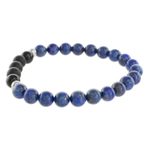 Men's lapis lazuli and agate beaded stretch bracelet, 'Deep' - Men's Lapis Lazuli and Agate Beaded Stretch Bracelet