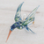 Blown glass figurine, 'Trochilinae Hummingbird' - Handblown Glass Blue and Green Humminbird Figurine