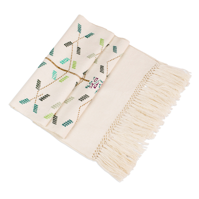 Cotton table runner, 'Vined' - Tree-Themed Cotton Table Runner from Guatemala