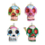 Wood ornaments, 'Traditional Skulls' (set of 4) - Wood Floral Skull Ornaments from Guatemala (Set of 4) (image 2a) thumbail