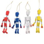 Wood ornaments, 'Colorful Tradition' (set of 4) - Wood Floral Skeleton Ornaments from Guatemala (Set of 4)