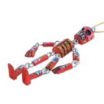 Wood ornaments, 'Colorful Tradition' (set of 4) - Wood Floral Skeleton Ornaments from Guatemala (Set of 4)