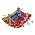 Wood ornaments, 'Colorful Tradition' (set of 4) - Wood Floral Skeleton Ornaments from Guatemala (Set of 4)