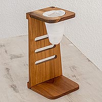 Teak wood single-serve drip coffee stand, 'Costa Rican Morning' - Teak Wood Single-Serve Drip Coffee Stand from Costa Rica