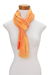 Rayon chenille scarf, 'Sunrise Orange' - Handwoven Orange Rayon Chenille Scarf from Guatemala (image 2a) thumbail