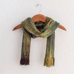 Rayon chenille scarf, 'Profound Green' - Handwoven Green Rayon Chenille Scarf from Guatemala