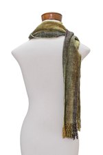 Rayon chenille scarf, 'Profound Green' - Handwoven Green Rayon Chenille Scarf from Guatemala