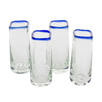 Tequila-Gläser aus recyceltem Glas, (4er-Set) - Tequila-Gläser aus recyceltem Glas mit quadratischem Rand (4er-Set)