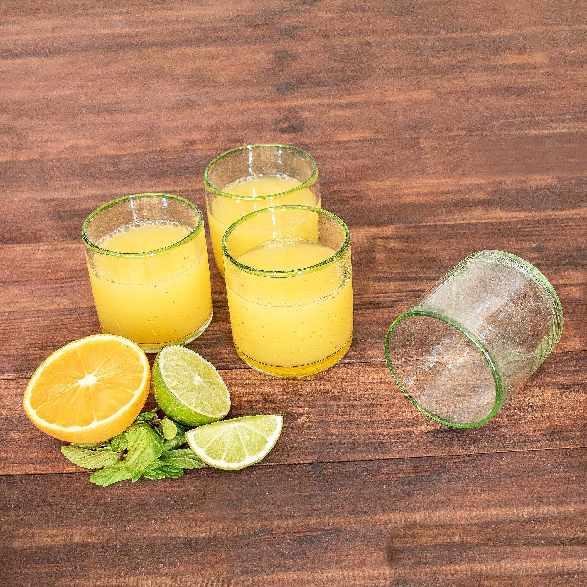 GreenRimmed Recycled Glass Juice Glasses (Set of 4) Green Mountain