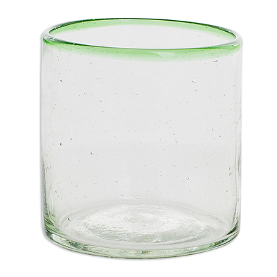 Recycelte Glassaftgläser, 'Green Mountain' (4er-Satz) - Saftgläser mit grünem Rand aus recyceltem Glas (4er-Satz)