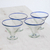 Recycled glass martini glasses, 'Ocean Rim' (set of 4) - Recycled Glass Martini Glasses from Guatemala (Set of 4) thumbail