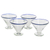 Recycled glass martini glasses, 'Ocean Rim' (set of 4) - Recycled Glass Martini Glasses from Guatemala (Set of 4)