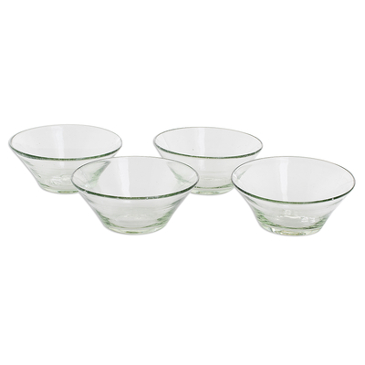 Recycled glass dessert bowls, 'Sweet Moments' (set of 4) - Recycled Glass Clear Dessert Bowls from Guatemala (Set of 4)