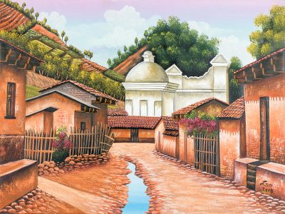 'San Juan Comalapa' - Cuadro de Arte Popular Firmado de un Pueblo de Guatemala