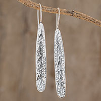 Sterling silver drop earrings, 'Ferny Landscape' - Modern Sterling Silver Drop Earrings from Costa Rica